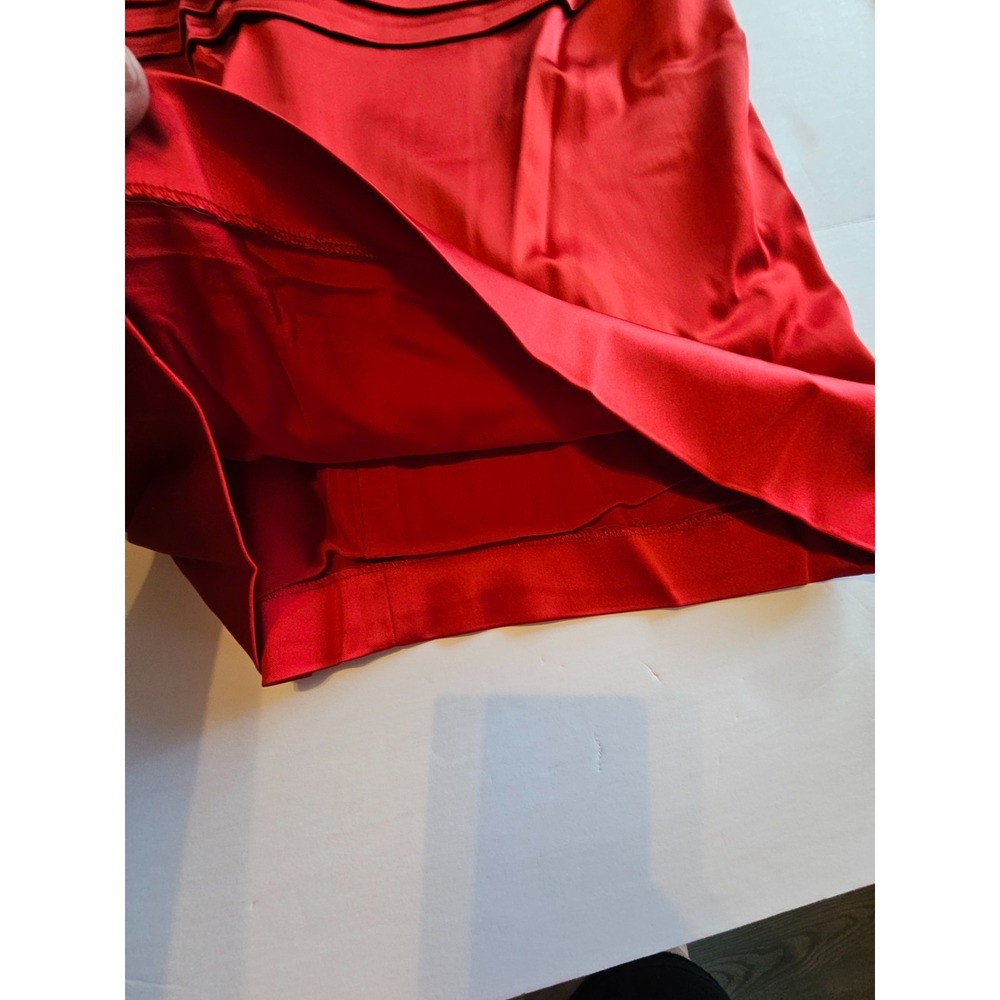 Calvin Klein SIZE 8 Dress Satin Rouge Red Short Tiered Holiday Sleeveless - Picture 5 of 10